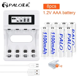 Bateria PALO AAA 1.2V Ni-MH akumulatory AAA 1100mAh 3A AAA bateria do małych palców + AAA/skrzynka przechowywanie baterii AA