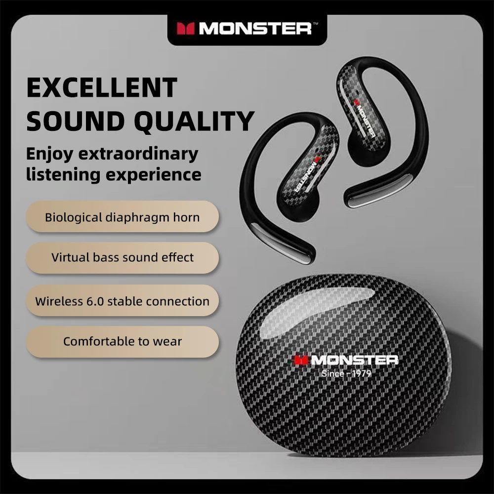 Monster MQO37 Gaming Earphones TWS Bluetooth 6.0 Noise Reduction Sport Headphone HiFi Stereo Music HD Call Headphones for Xiaomi — product photo 1 of 1