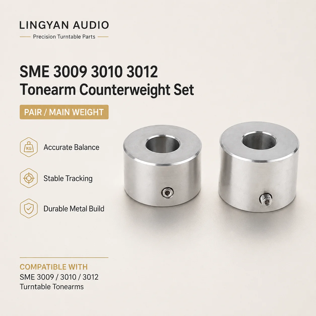 

2PCS SME Tonearm Counterweight Set for 3009 3010 3012 Main Balance Weight Vinyl Turntable Parts