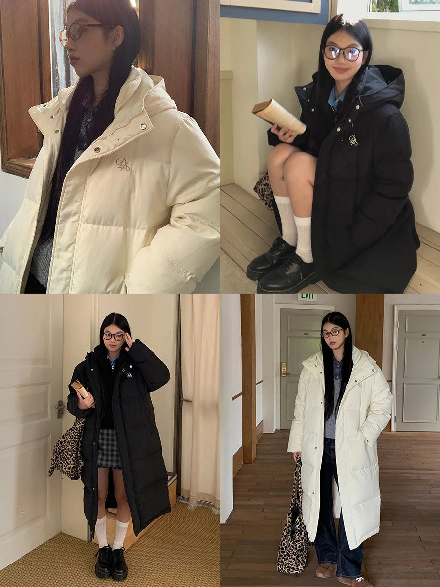 레드 셀러브리티 롱 다운 재킷 여성 스타일 2025 신상 겨울 블랙 유니크 슈퍼 아름다운 90% 화이트 덕 다운 코트 여성용