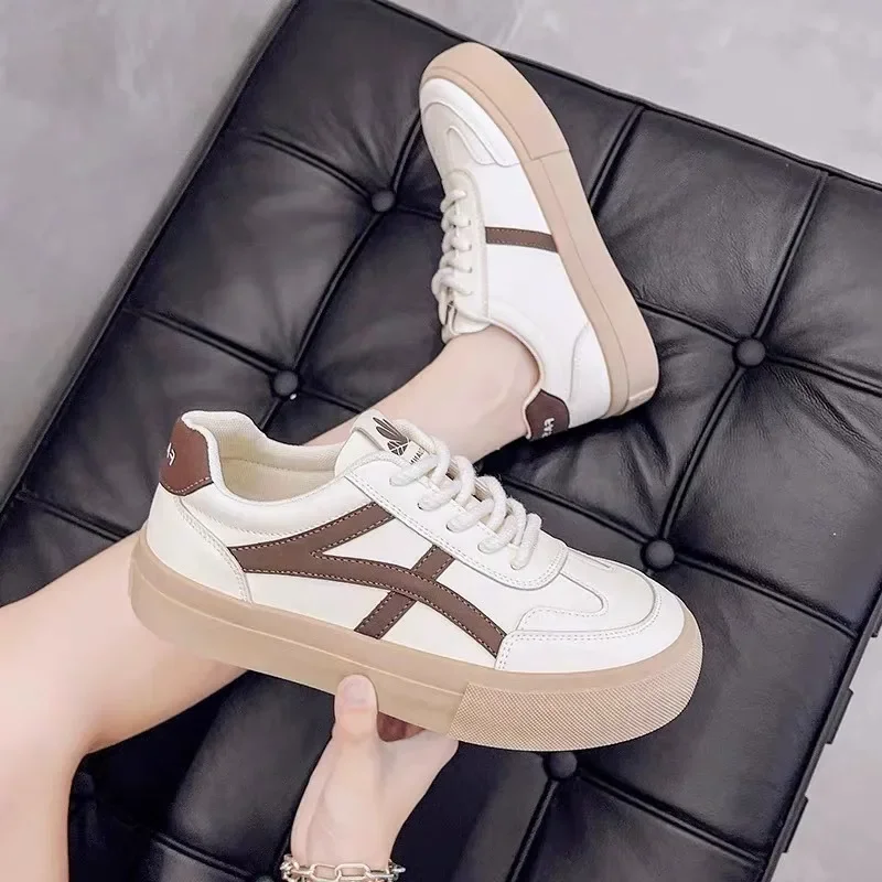 Thick Sole Smal  Shoes Women\'s Summer Net Surface Shoes 2024 New Fashion Lace Casual Retro Board Shoes Thick Sole Sports Women