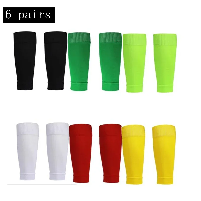 

6 pairs New Football Socks Shin Pads Leg Cover Men Women Grip Cutsocks