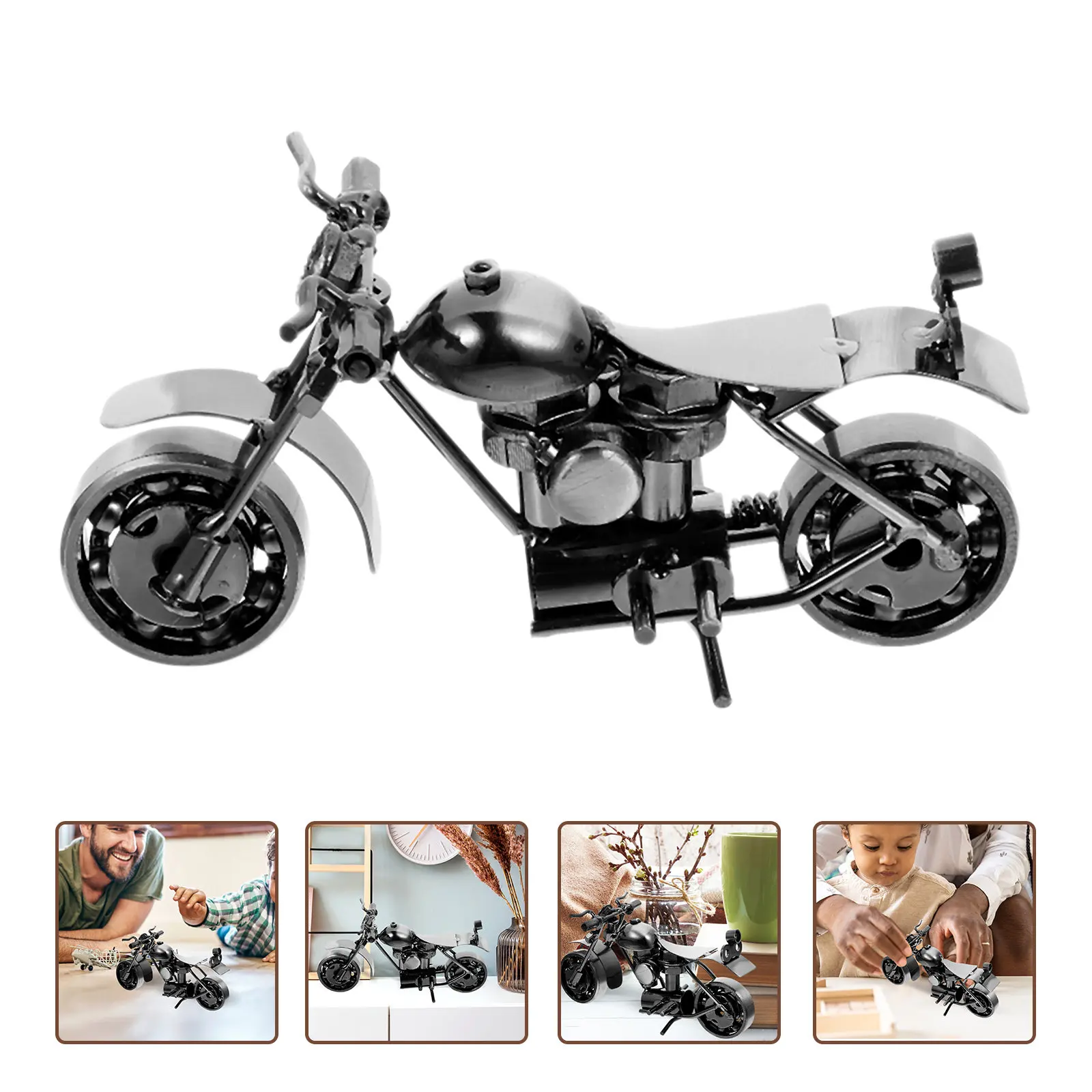 

Iron Motorcycle Retro Vintage Desktop Decoration Home Ornament Metal Art Sculpture Motorbike Decoration for Office Bar Cafe