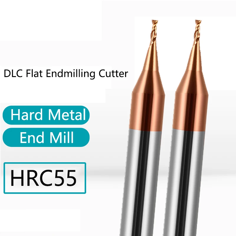 SENO HRC55 Micro Carbide End Mill 2 Flutes 0.2-0.9mm TiAIN Micro Flat 4mm Shank Milling Cutter Mirco Carbide CNC Engraving Bit