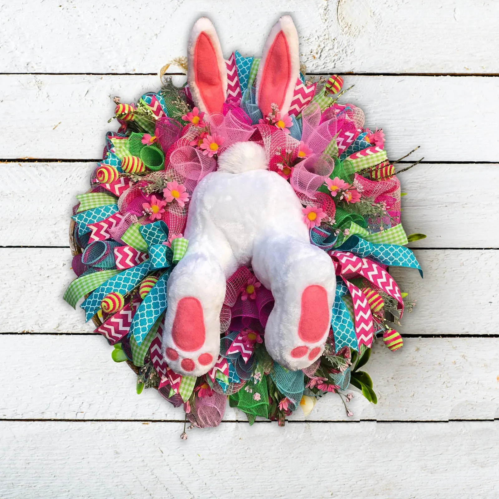 2025 Happy New Easter Colorful Rabbit Butt Garlands Door Oranments Bunny Festival Parties Wall Decorations Props for Home