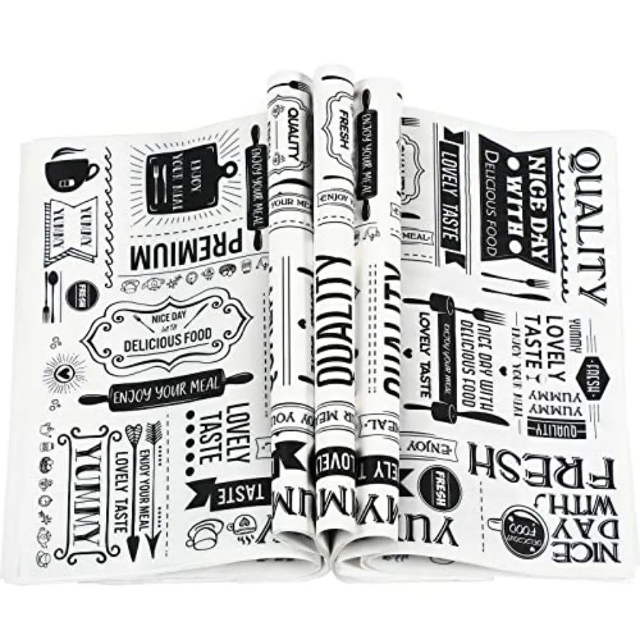 Papel encerado, papel de periódico para delicatessen, revestimientos para cestas de comida, papel para envolver sándwiches, papel de envoltura resistente a la grasa e impermeable, papel de seda para hamburguesas