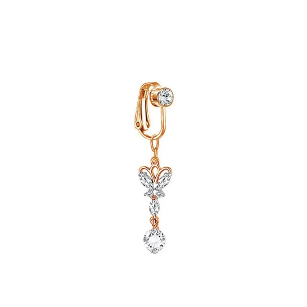 

Zircon Navel Rings Faux Piercing Cartilage Clip Belly Button Rings Navel Clip on Fake Belly Rings Body Jewelry