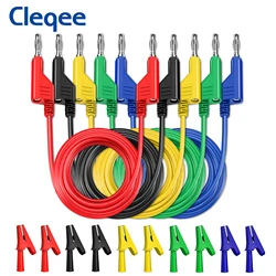 Cleqee P1036.2002 Serie 15PCS Dual 4mm Bananenstecker Multimeter Messleitungen Kit mit Isolierung Krokodilklemmen Set 1000V