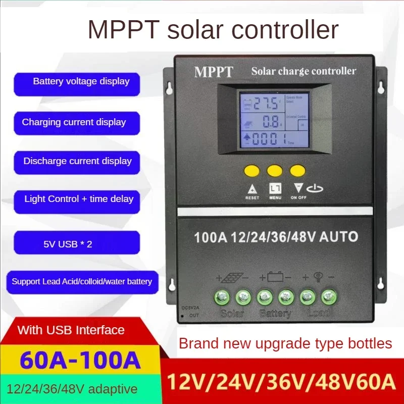 MPPT solar controller 60a80a100a fully automatic charging and discharging universal 12v24v36v48v with USB