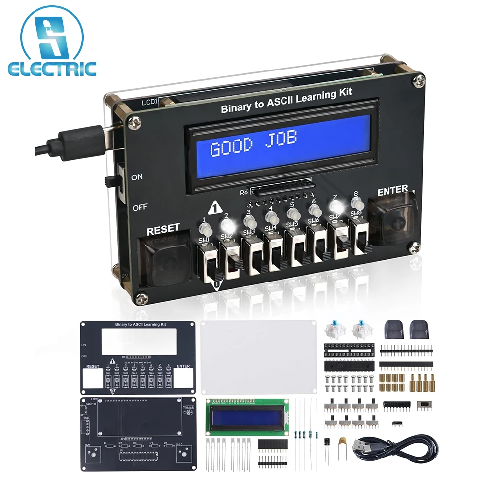 DIY Binary ASCII Transmitter Soldering Practice Kit Learn Computer Basics with LED Display STEM Project for School Teaching