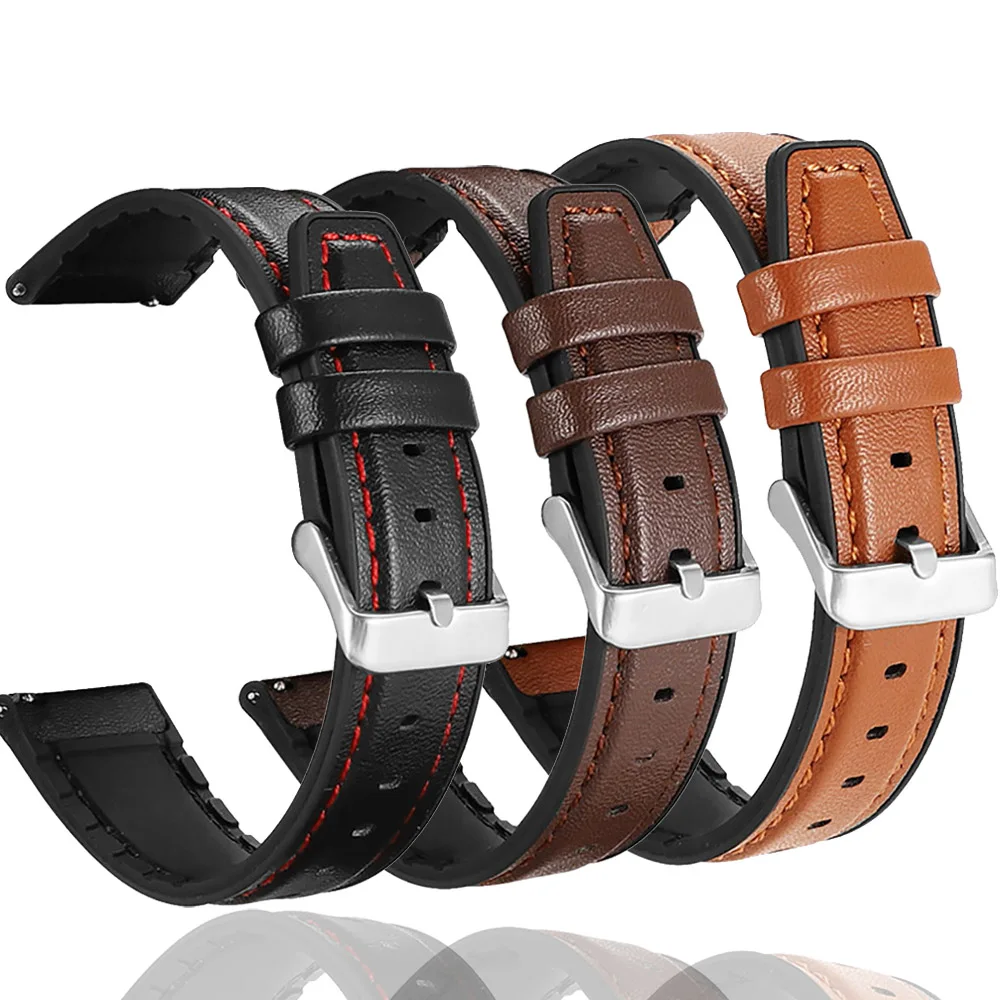 22mm Silicone+Leather Band for Fossil Gen 6 5 44mm Men\'s Sports Watchband Strap GEN5 LTE 45mm/Carlyle/Garrett/Julianna Bracelet