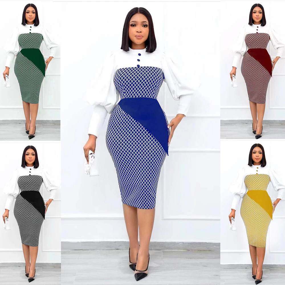 

Women African Dress Office Daily Dresses Elegant Stylish Bodycon Attire Dress Ladies Clothing Premium Party Fashion Midi Dress