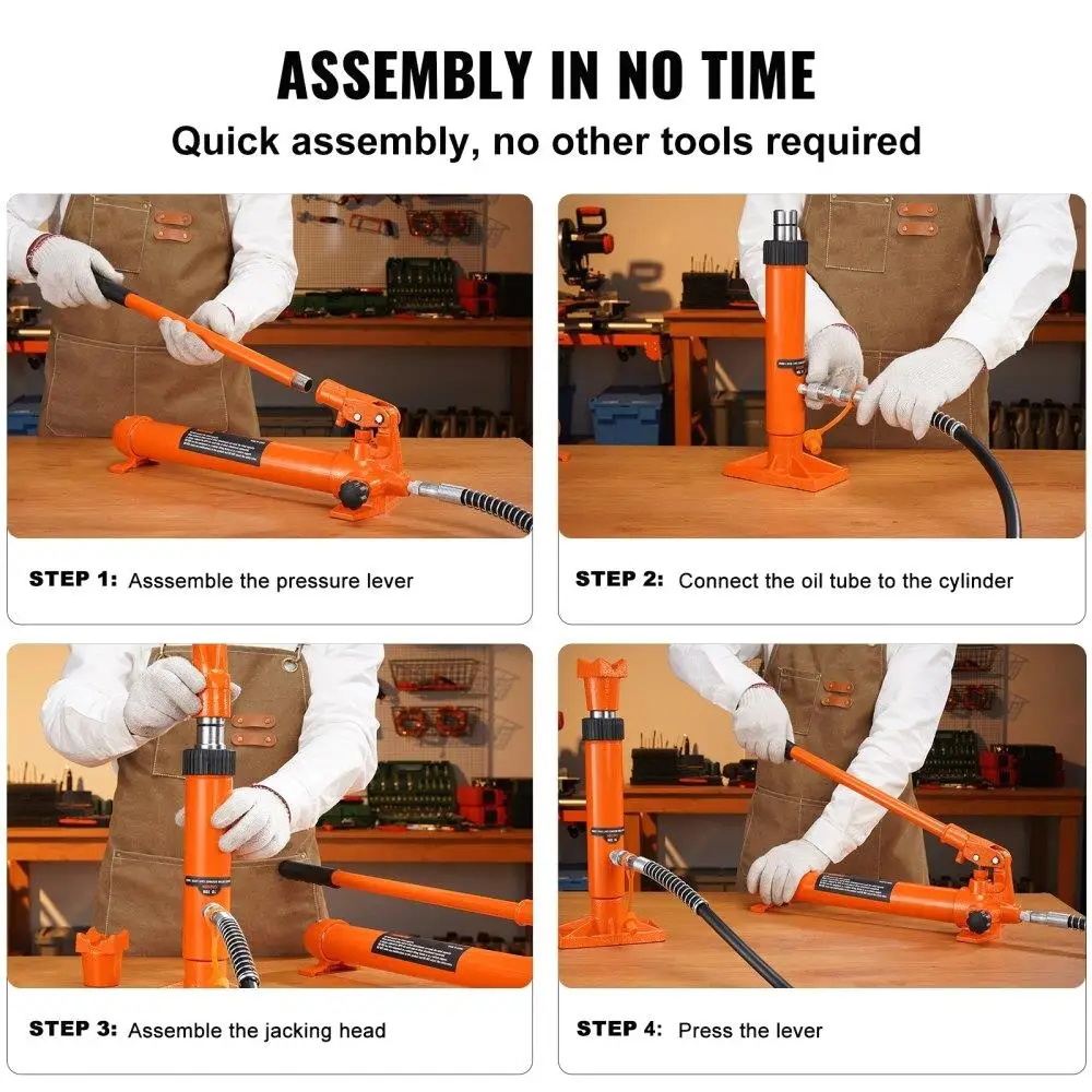 Tragbarer 12-Tonnen-Wagenheber mit hydraulischem Ram und 4,6 Fuß langem Ölschlauch-Aufbewahrungskoffer für Kraftfahrzeuge