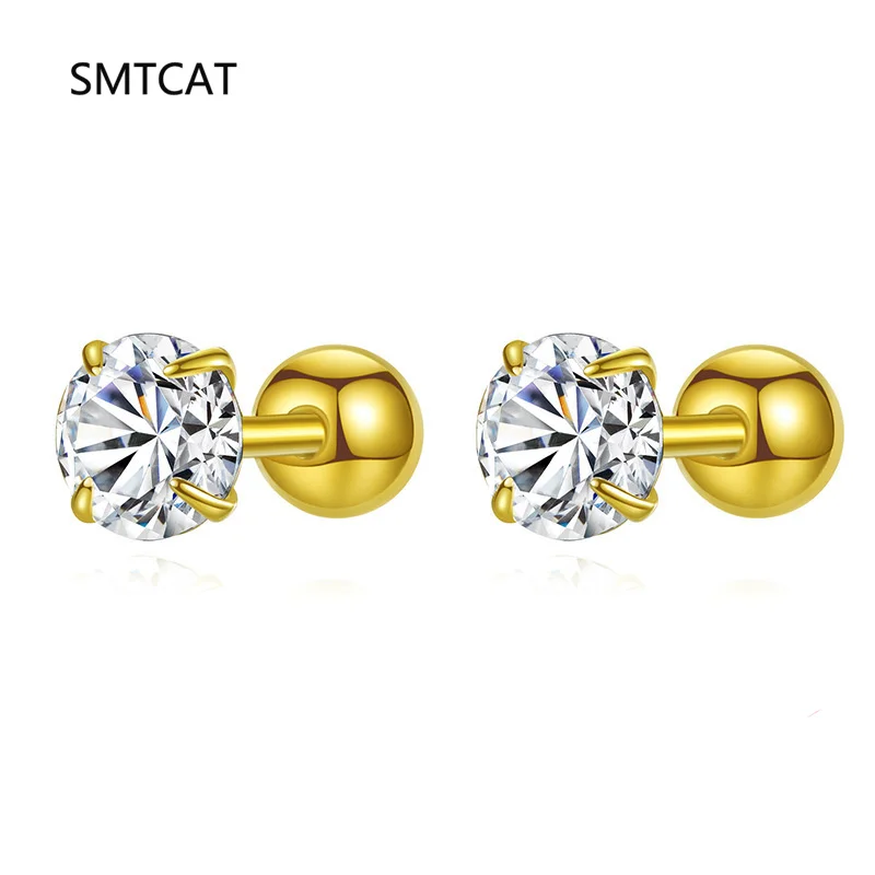 0.5CT 1CT 2CT Simulated Moissanite Stud Earrings for Women Sparkling D Color Lab Diamond 925 Sterling Silver Jewelry Oorbellen