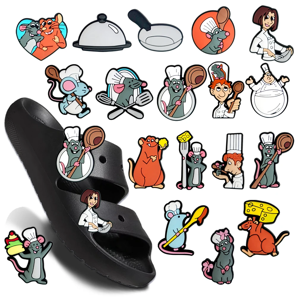 

New Disney Ratatouille movie Shoe Charms1-18PCS DIY Craft Accessories for food lovers Kids &Birthday Gifts & Xmas Favors