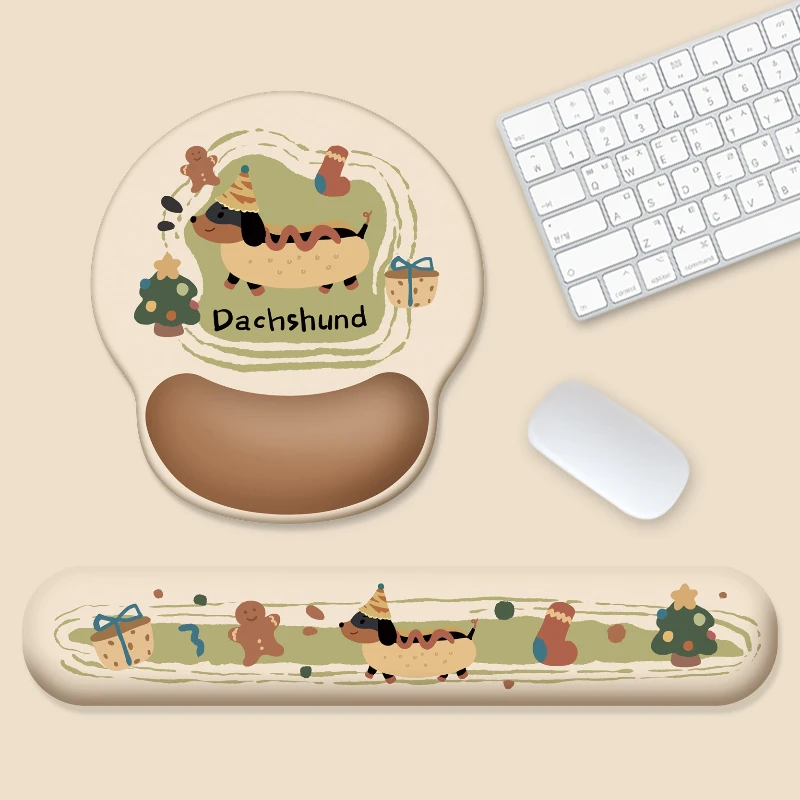 Dackel Silikon-Handgelenkstütze, Mauspad, rutschfeste Maus- und Tastaturunterlage, Büro, Zuhause, Laptop, Tastatur, Handgelenkauflage