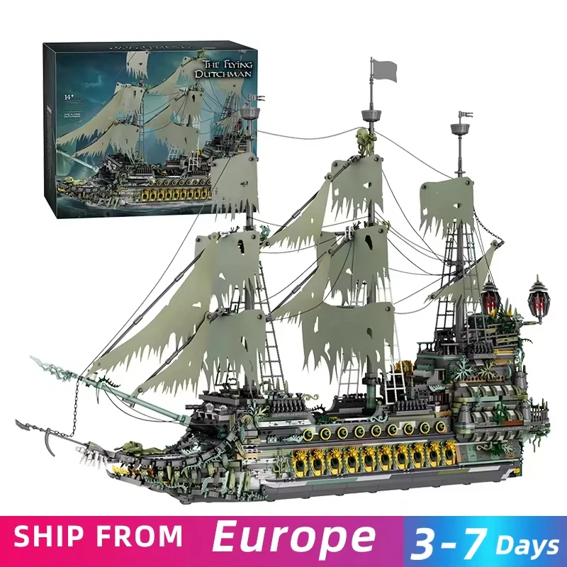Fliegender Holländer Piratenschiff Bausteine Geisterschiff Modell Ziegel Desktop Ornamente Kinder Pädagogisches DIY Spielzeug Urlaub Geschenke