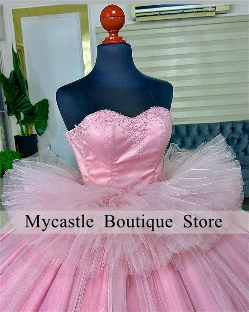 New Arrivals Pink Ball Gown Quinceanera Dresses 2024 Sweetheart Ruffles Sweet 15 Dress Tulle Vestidos De 15 Años