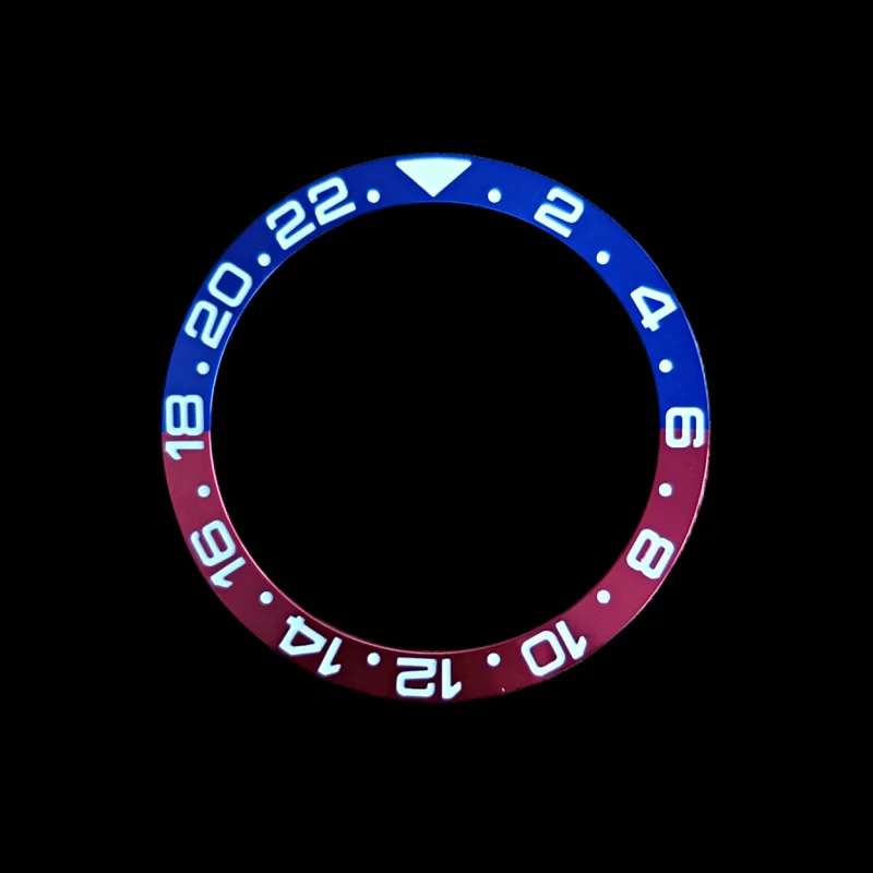 Modified New Watch Accessories Outer Diameter 38MM Blue Green Luminous GMT Oblique Black Red Aluminum Bezel Insert