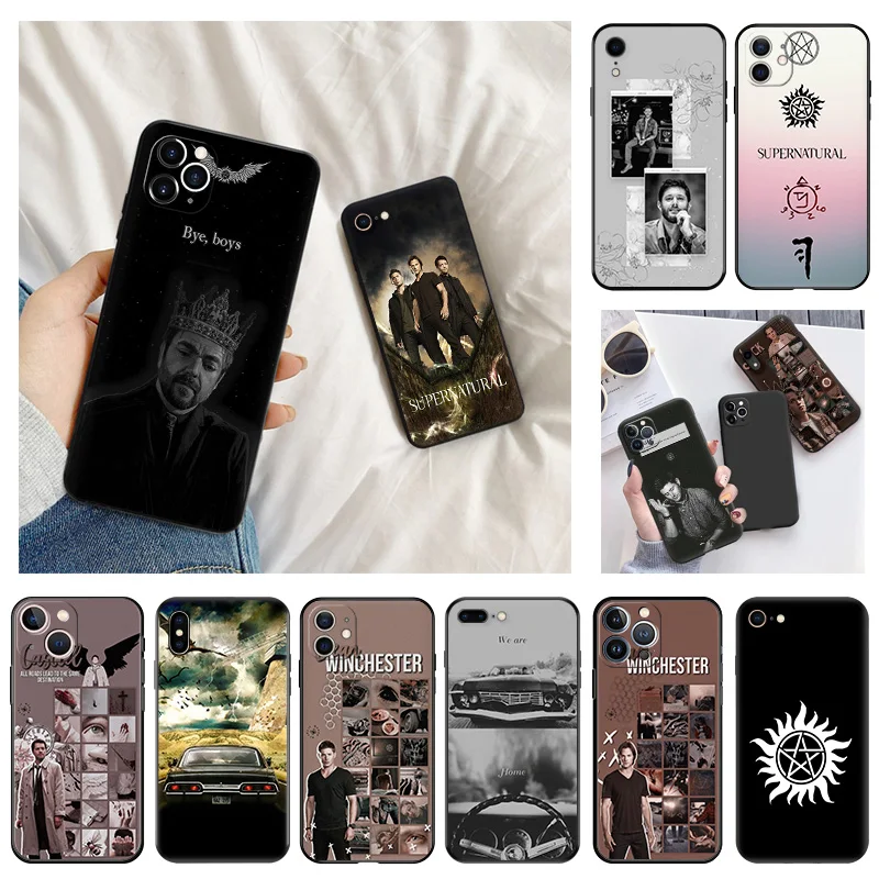 Phone Case for Apple iphone 16 Pro 15 12 11 13 Mini 14 Plus SE XR X XS Max Supernatural Crowley Soft Black Anti-Drop Cover