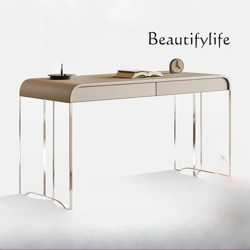 

Acrylic suspension desk modern simple household small apartment writing desk cream style dresser integrated