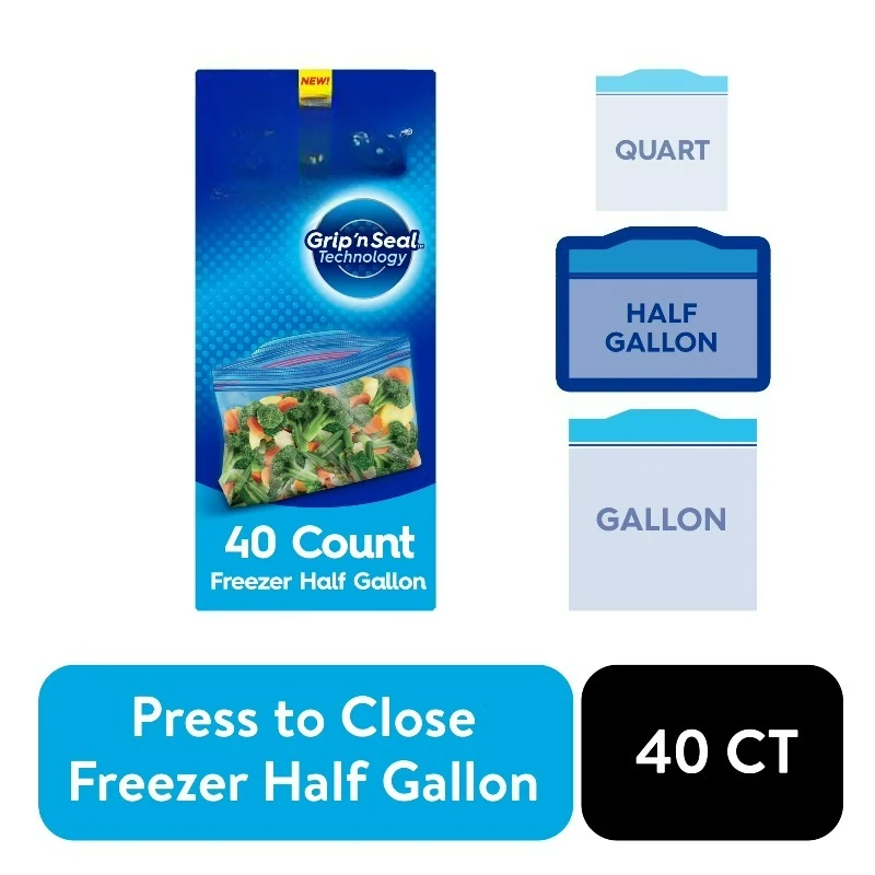 Brand Freezer Half Gallon Food Storage Bags Zipper Seal