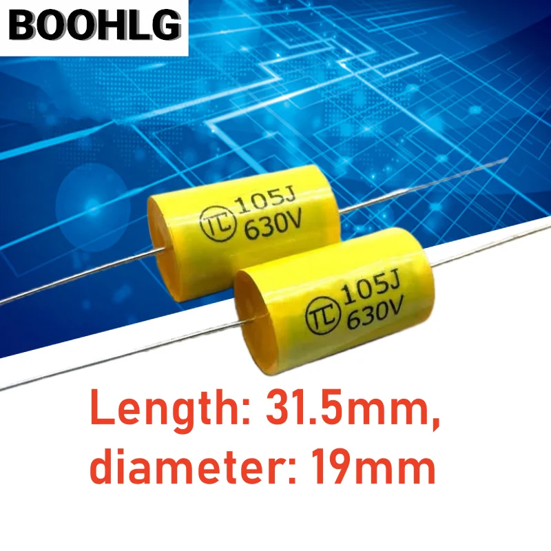 10PCS CBB MKP 1.0uf 105 1uf 630v 2J Axial audio penetrating coupling poleless film capacitor