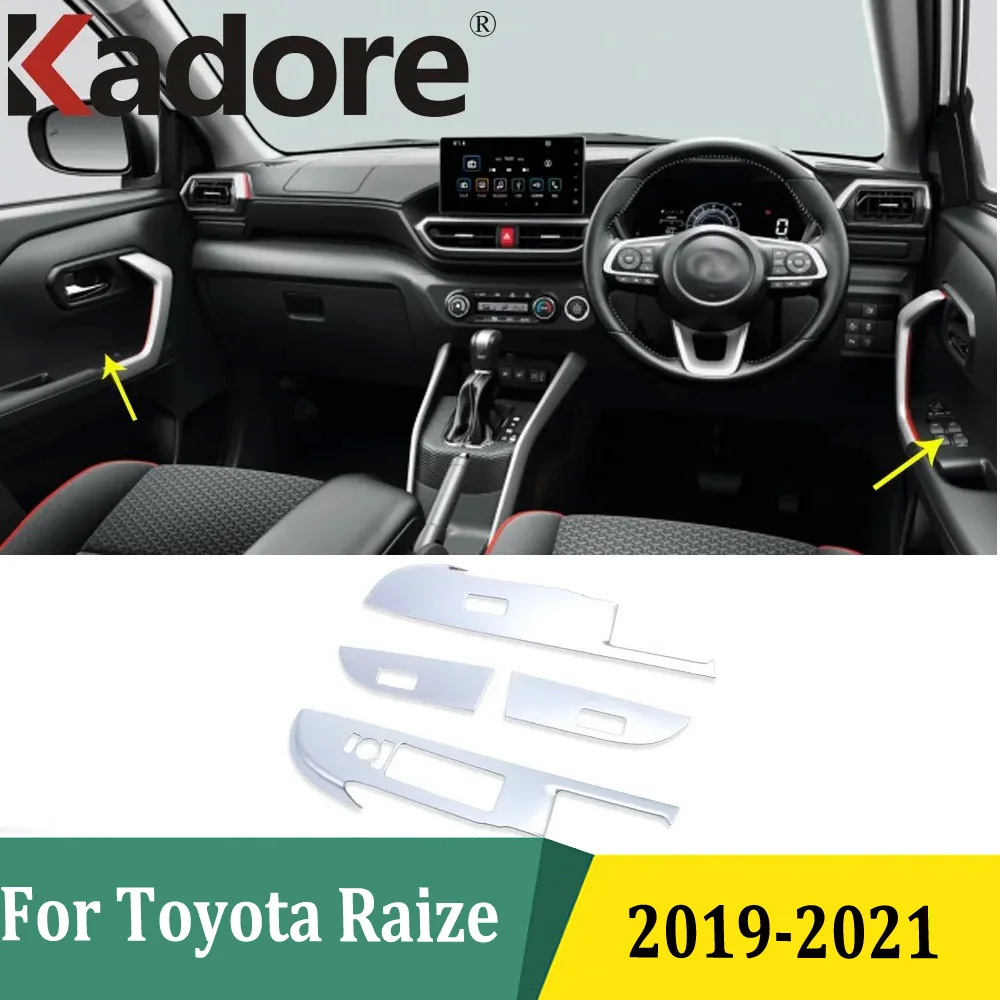 For Toyota Raize 2019 2020 2021 Black Door Armrest Panel Frame Window Lift Button Switch Cover Trim Car Accessories