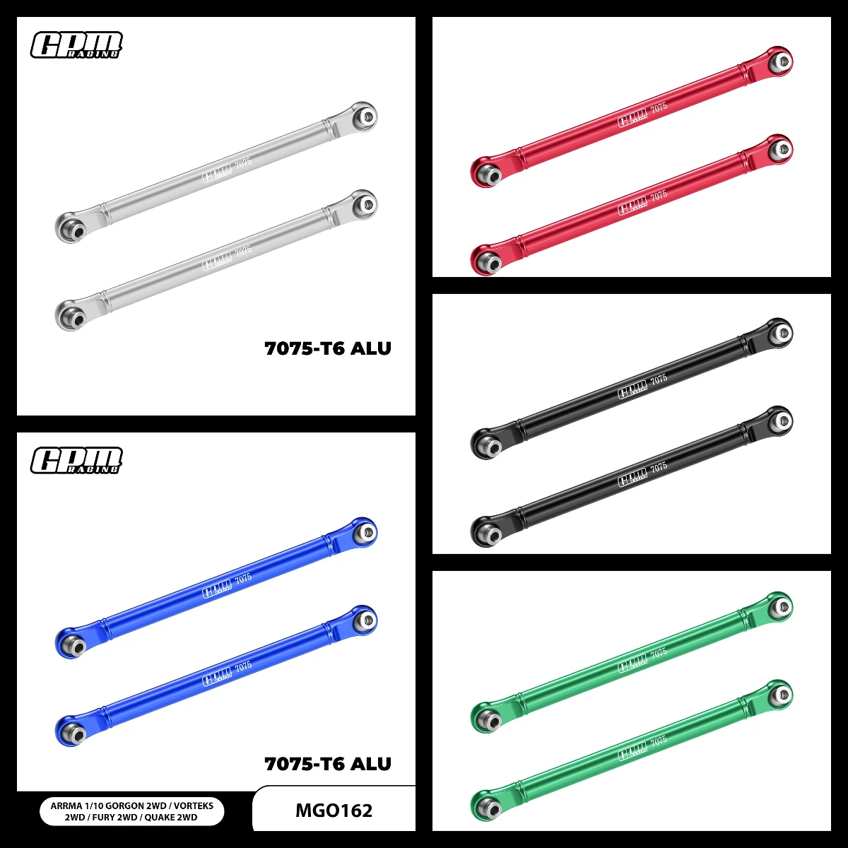 GPM Alloy 7075 Front Steering Link Rod ARRMA Gorgon Mega Vorteks Fury 2WD QUAKE