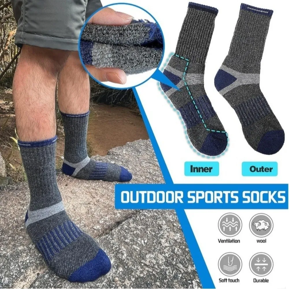 Fashion Warm Winter Ski Socks Breathable Moisture-Wicking Thermal Socks Elastic Thickened Snowboard Stockings for Winter Sports