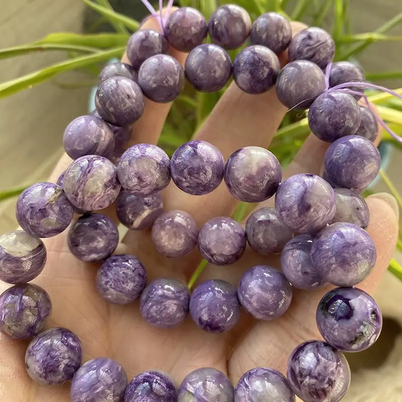 Natural Charoite Fidelity Check Rock Men's and Women's Single Circle PurpleBracelet Ornament