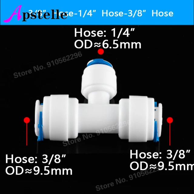 Aptelle RO konektor selang air, sambungan selang air Lurus siku silang 1/4 "3/8" kopling plastik pipa cepat konektor Osmosis terbalik