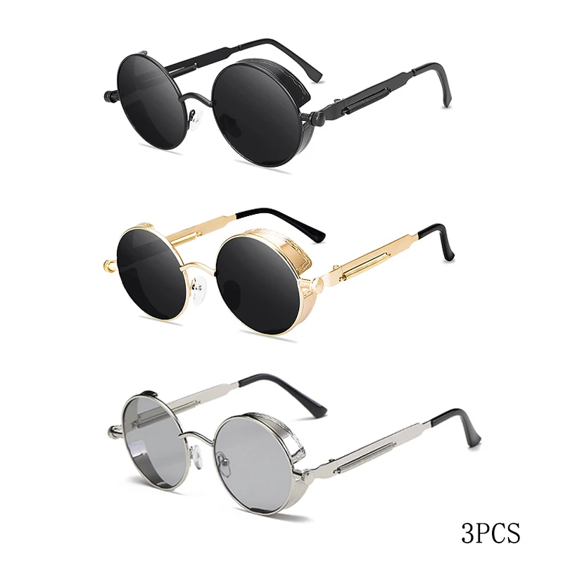 VABBON Klassische Gothic Steampunk Sonnenbrille Männer Frauen Marke Designer Vintage Runde Metall Rahmen Sonnenbrille Hohe Qualität UV400 9