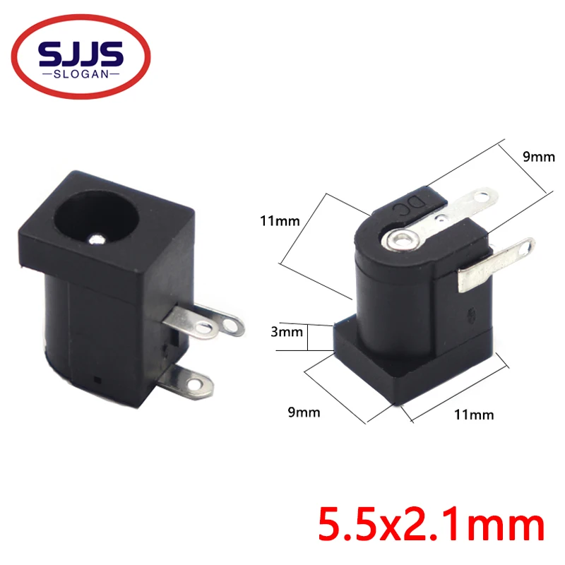 【30-10PCS】DC-005 DC Power Female Jack Adapter Right Angle 3 Pin Barrel Type 5.5x2.1mm x2.5 DC Jack Socket PCB Mount Terminals