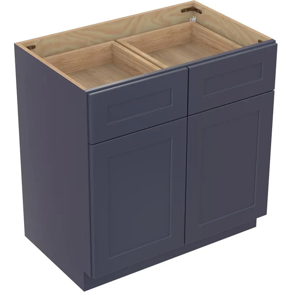 36 Wide 24 Deep RTA Shaker Style Solid Wood Storage Cabinet for Kitchen, Pantry, Laundry, Coffee Bar - Blue