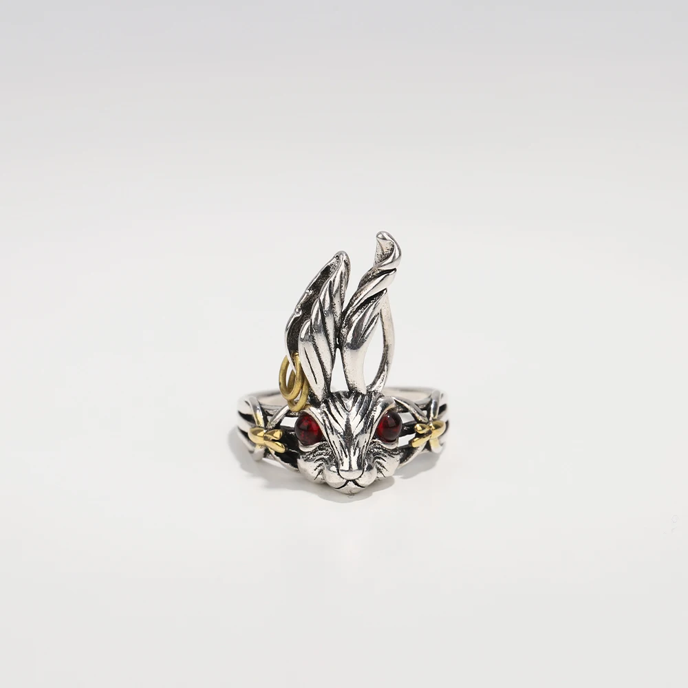 

DAMAI New Style Long Ear Rabbit Mr. Ring for Men Trendy Retro Creative Luxury Unique Elegant Personality Finger Ring