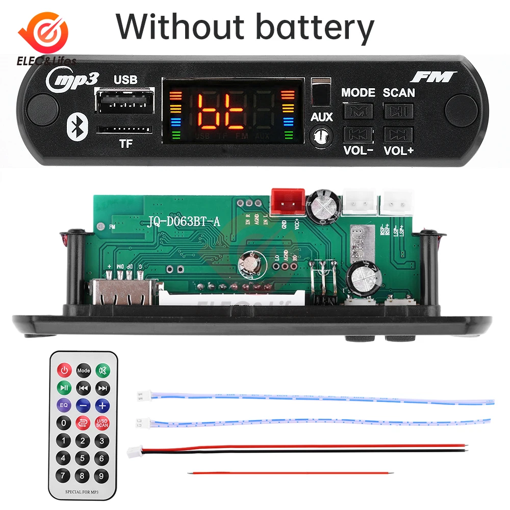 2x40W 5V-26V araba MP3 kayıpsız müzik ses çalar kablosuz Bluetooth MP3 WMA WAV dekoder kurulu FM radyo modülü çağrı kaydı