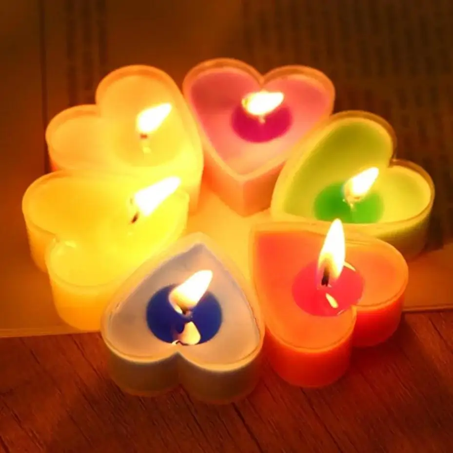 9 Pcs Creative Heart-shaped Candles/set Romantic Birthday Candles Lover Candles Dinner Proposal Scene Candles