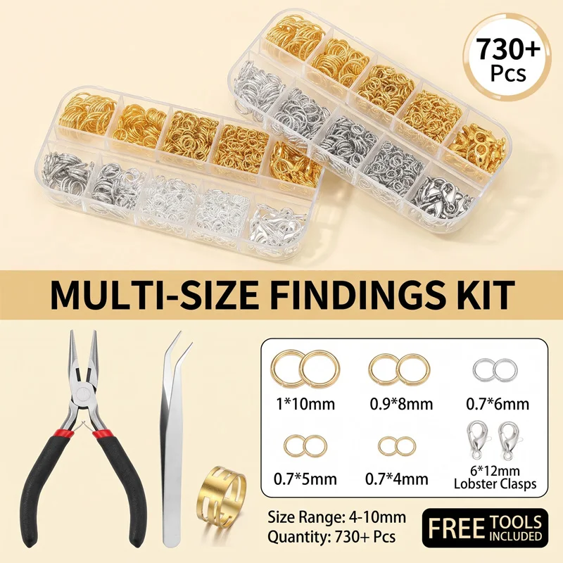 12 Grids Crimp Beads Tips Knot Covers Kit DIY Jewelry Making Findings Garment Accessories with Bead Crimping Pliers Tool