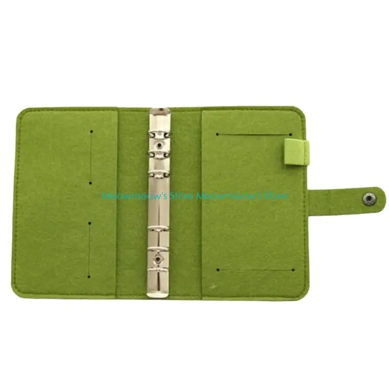 

W91A Felt 4 Rings Binder with Card Pocket Elastic Pen Slot Refillable Notebook Covers