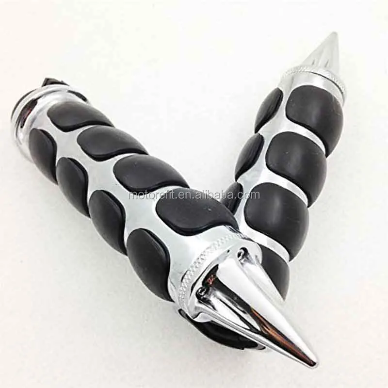 Universal chromed 1 inch rubber handlebar grips for Road King CVO Springer Deluxe motorcycle and bike