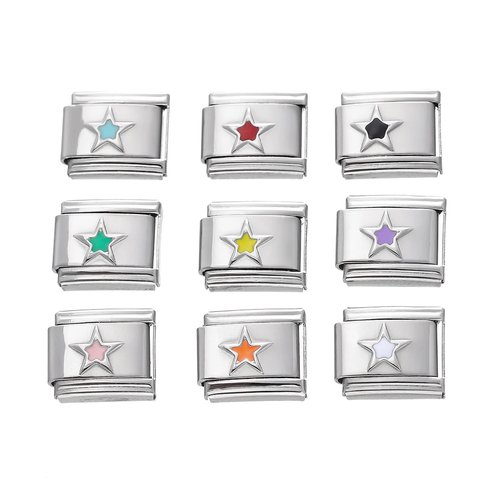 1pc/lot Stainless Steel Five-Pointed Star Italian Links Fit 9x10mm Bracelets for DIY Bracelets Jewelry Making Accessories