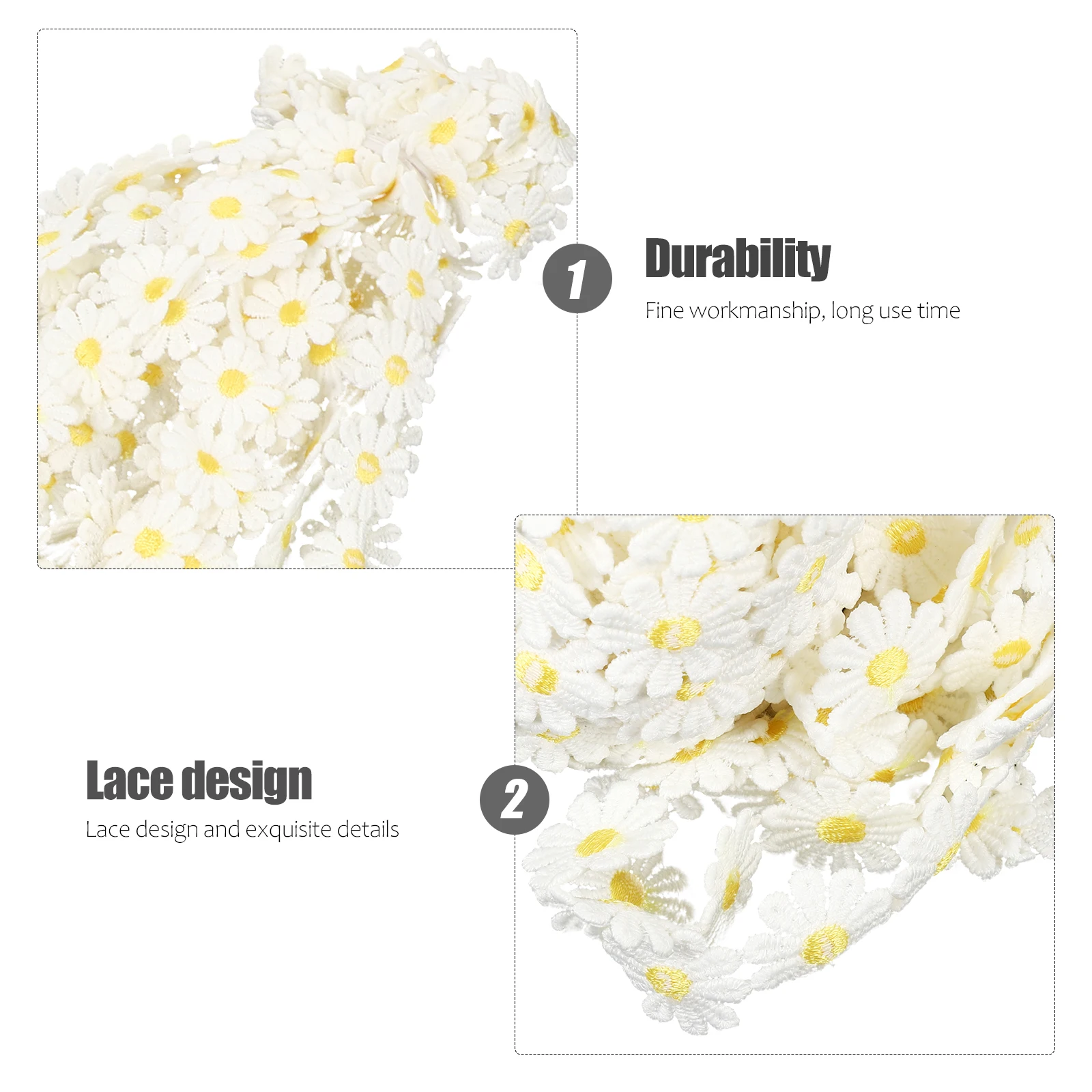 

Decorative Embroidery Water Soluble Lace Sewing Craft Decoration Daisy Embroidered Trim Bride