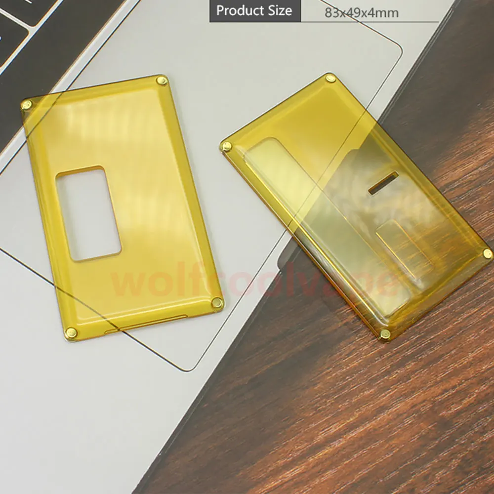 แผ่นแผงประตูสี่เหลี่ยมด้านหน้า + ด้านหลังสำหรับกล่อง sxk bb/billet MOD โปร่งแสงสีเหลือง POM PCTG (2ชิ้น)