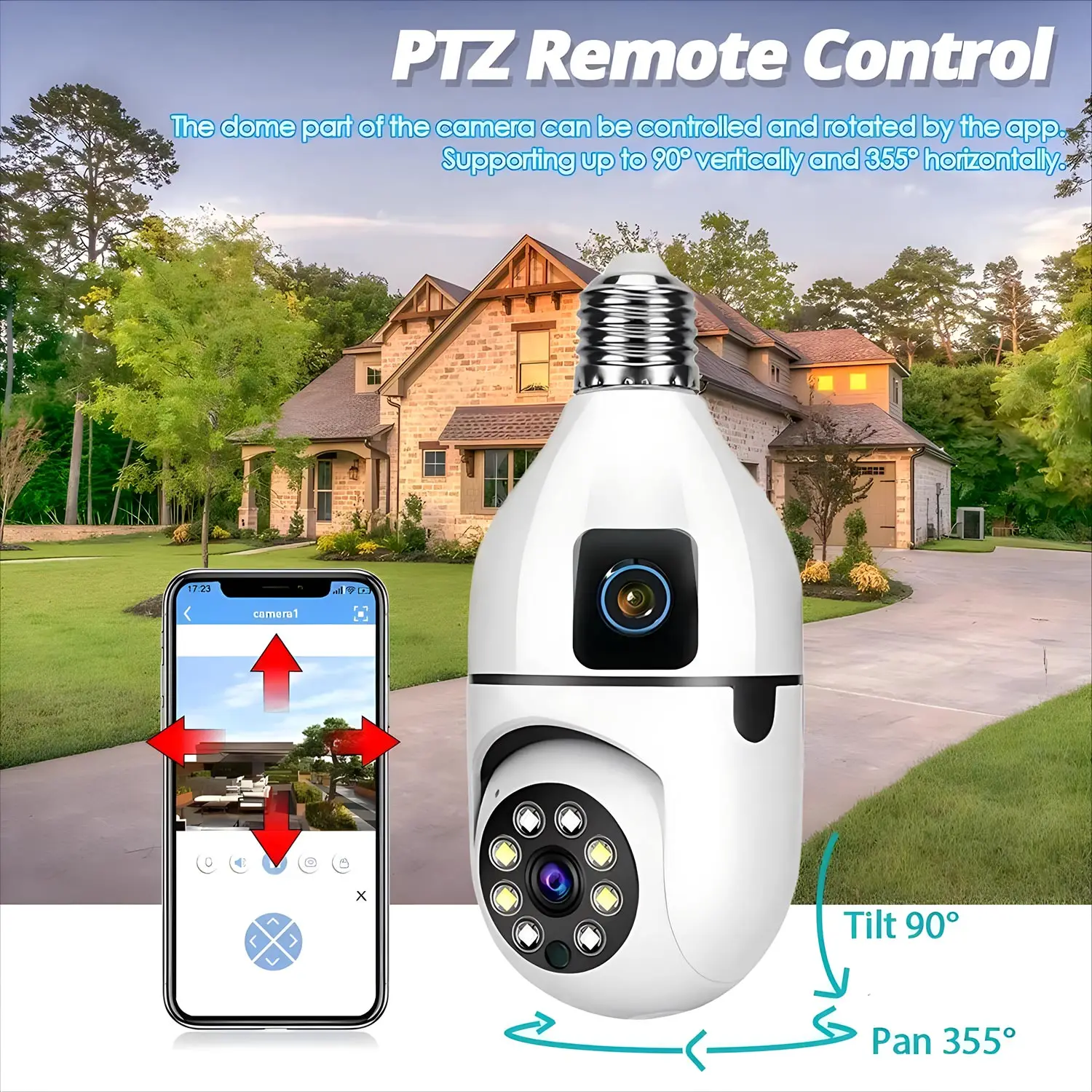 Surveillance PTZ WIFI Camera Dual Lens Dual Screen IP Camera Outdoor 5MP HD Auto Tracking Night Vision Outdoor Security Camera