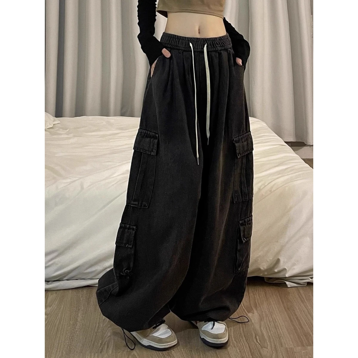 

Men's And Women's Large Size 300 Pou Autumn Winter Denim Pants American Sle Casual Warm Wide Leg Workwear Hip Hop Street...