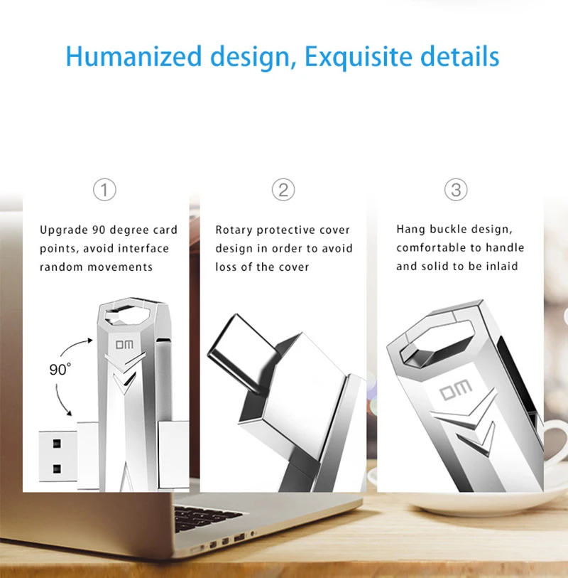 DM USB C Tipo C USB3.0 Flash Drive 512G 256G 128G 64G 32G Para Andriods SmartPhone Memória MINI Usb Stick PD098