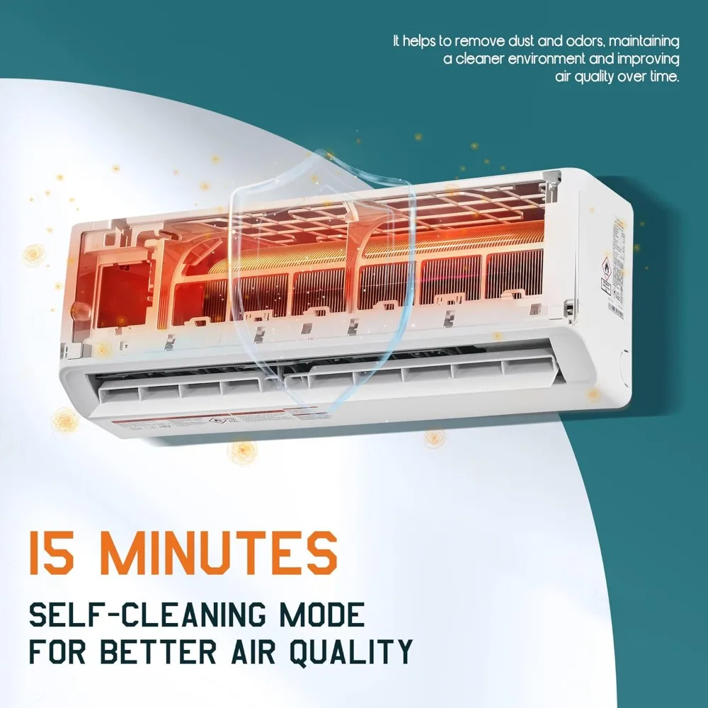 

115V 12000BTU Mini Split AC Heat Pump, Wifi, 18 SEER2, Ductless Self-Cleaning, 750 SqFt, Custom