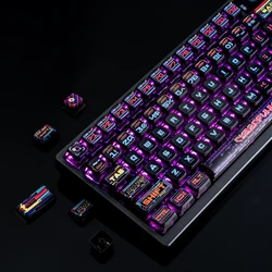 Cyberpunk Function 122 Keys ASA Profile PBT Material Four sided Transparent Pudding Keycap Adapted to Mechanical Keyboard 키캡