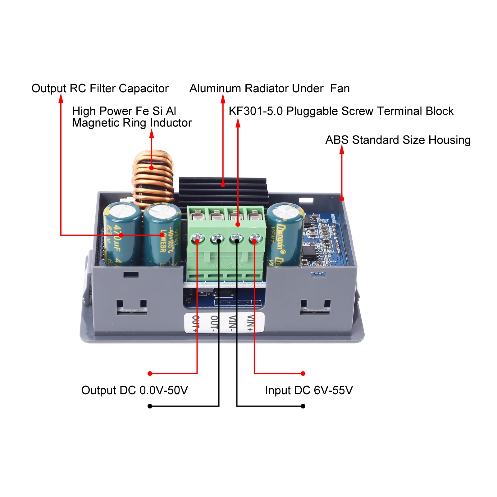 DC-DC scheda convertitore Buck Step Down modulo di alimentazione 400W 8A 250W 5A Display LCD CCCV tensione regolabile ricarica solare